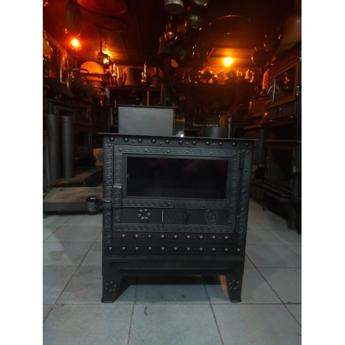 camlı odun kömür şömine ST-102