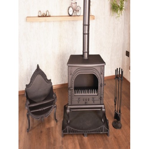 Standart model seramik camlı yan kapaklı döküm şömine 002-c