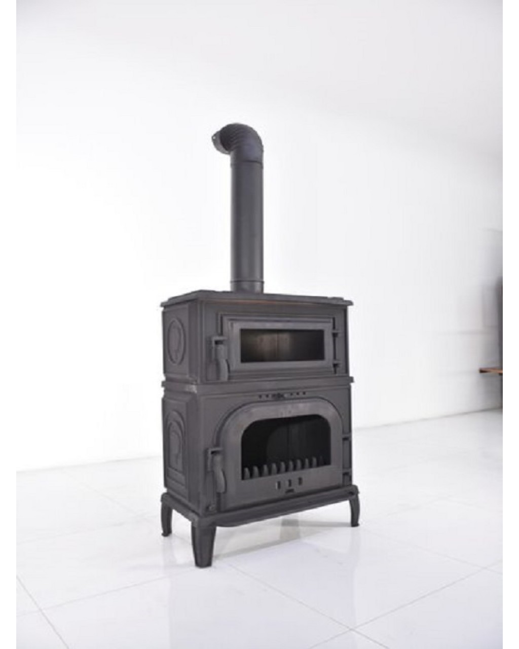 Döküm şömine yan camlı üstten fırınlı 026-b