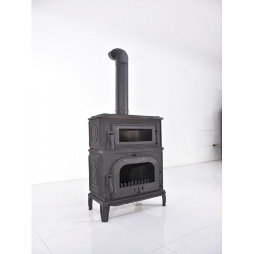 Döküm şömine yan camlı üstten fırınlı 026-b